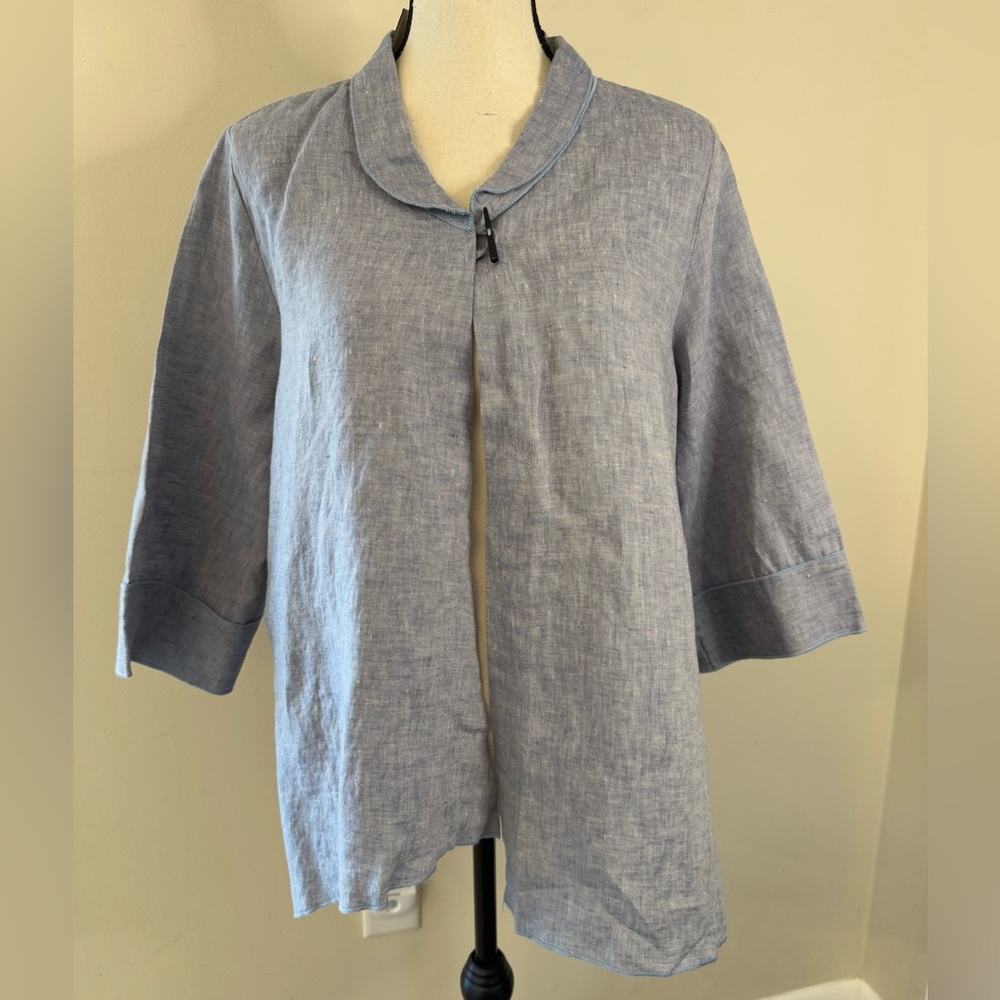 Connie’s Moon Light light blue boho linen jacket SZ SM